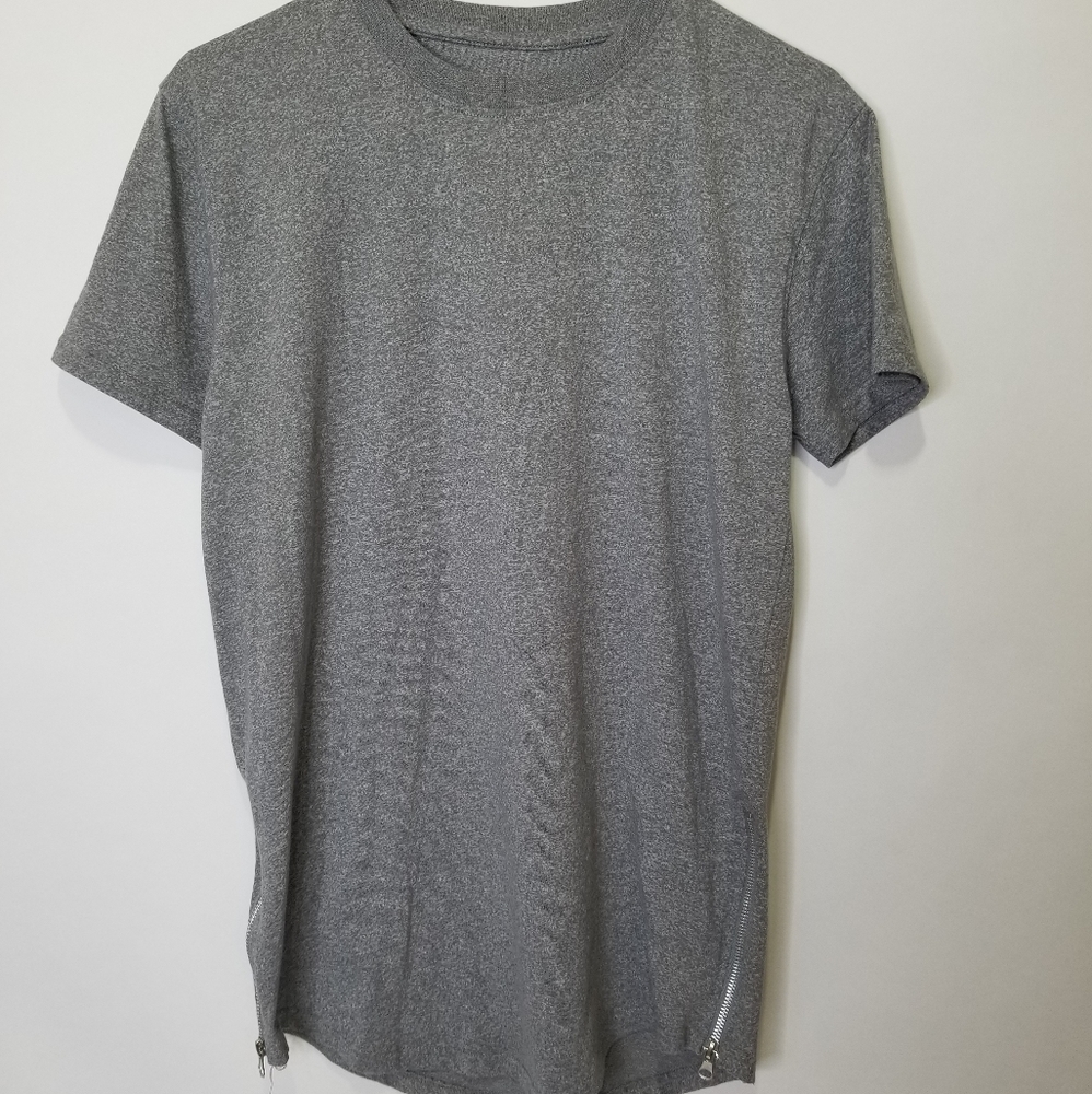 H&W Drop Cut Zipper T shirt Size L